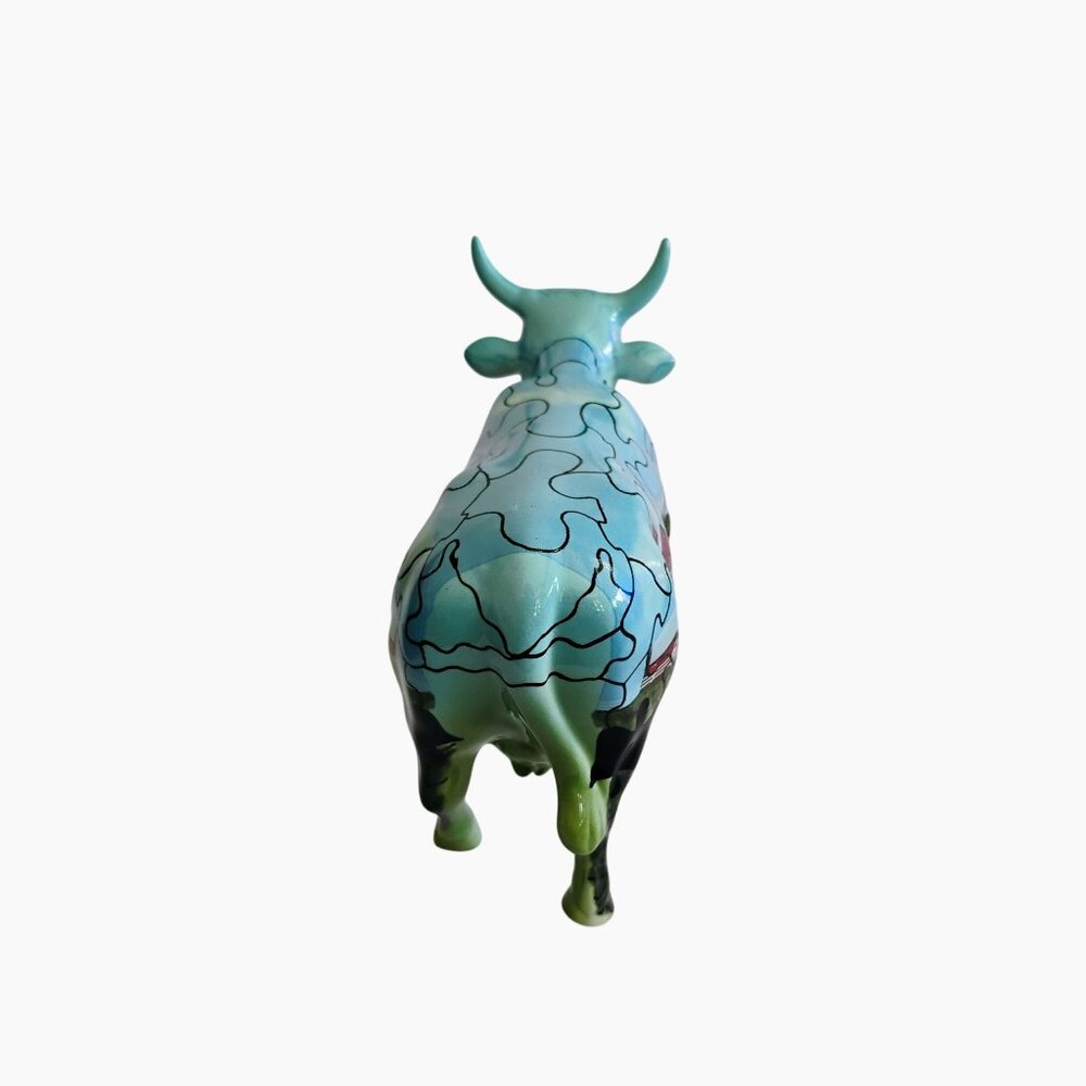 Cow Parade Puzzled Cow Figurine, Vintage 2001, Red Barn Farmhouse Jigsaw Puzzle - Picture 7 of 8